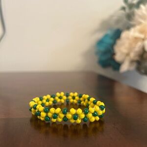 Yellow and Green Beaded Bracelet